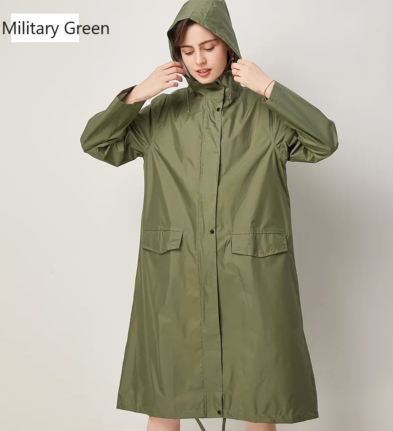 New Fashionable Trench Coat Style Solid Color Printed Raincoat for Outdoor Travel, Suitable for Adult Men and Women Couples