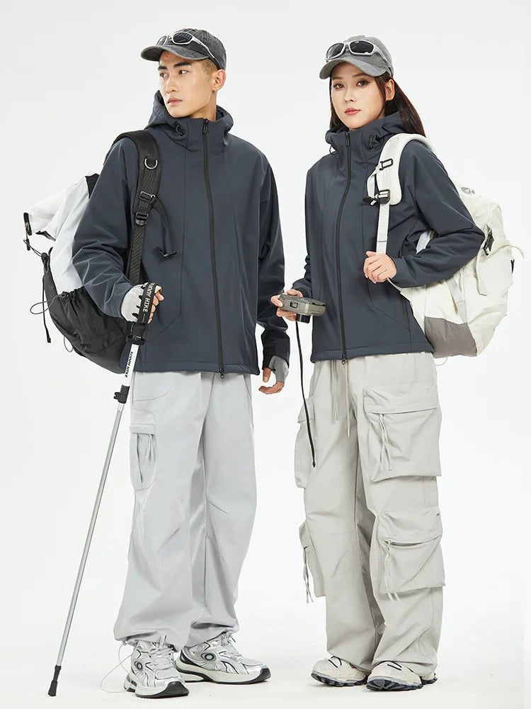 Wholesale Custom Logo Men's Softshell Winter Windbreaker Black Waterproof Polar Fleece Zipper Closure Casual Style Sizes 6XL