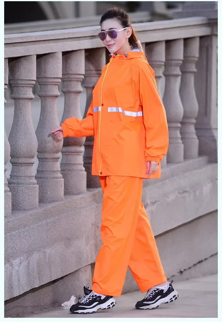 Customized Thick Oxford Cloth Raincoat Adult Split Raincoat Waterproof Hooded Motorcycle Raincoat for Men Outdoor Rainwear