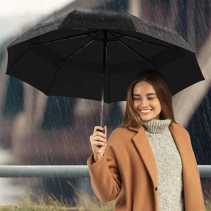 Automatic Open Sunproof Golf Umbrella High Quality Business Gift Grey Umbrella Portable 3 Folding Rain Umbrellas