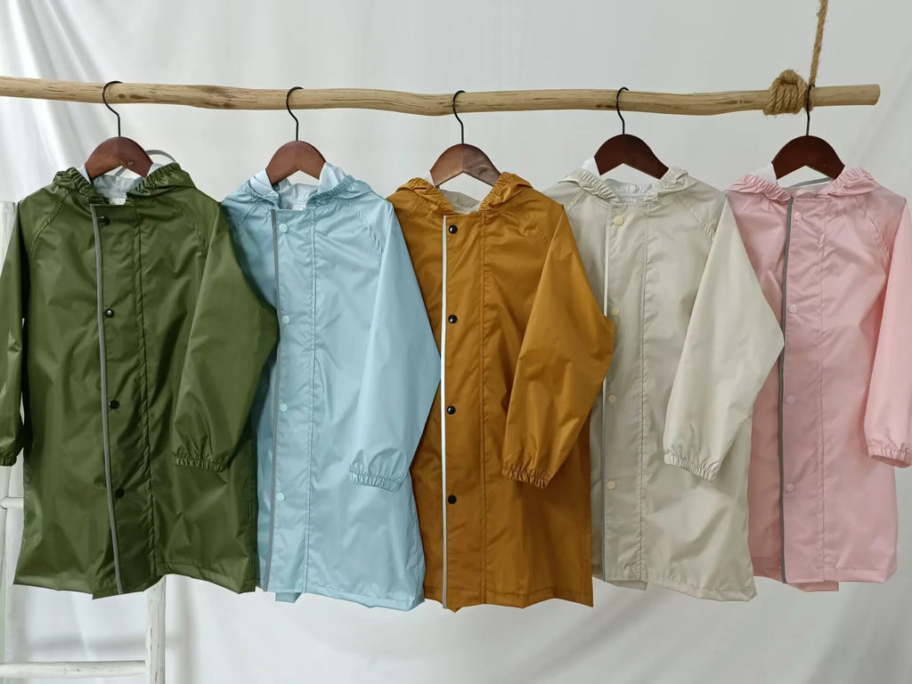 Waterproof Boys Girls Kindergarten Primary School Children's  Raincoat with School Bag Support Space with Safety Reflective Tape