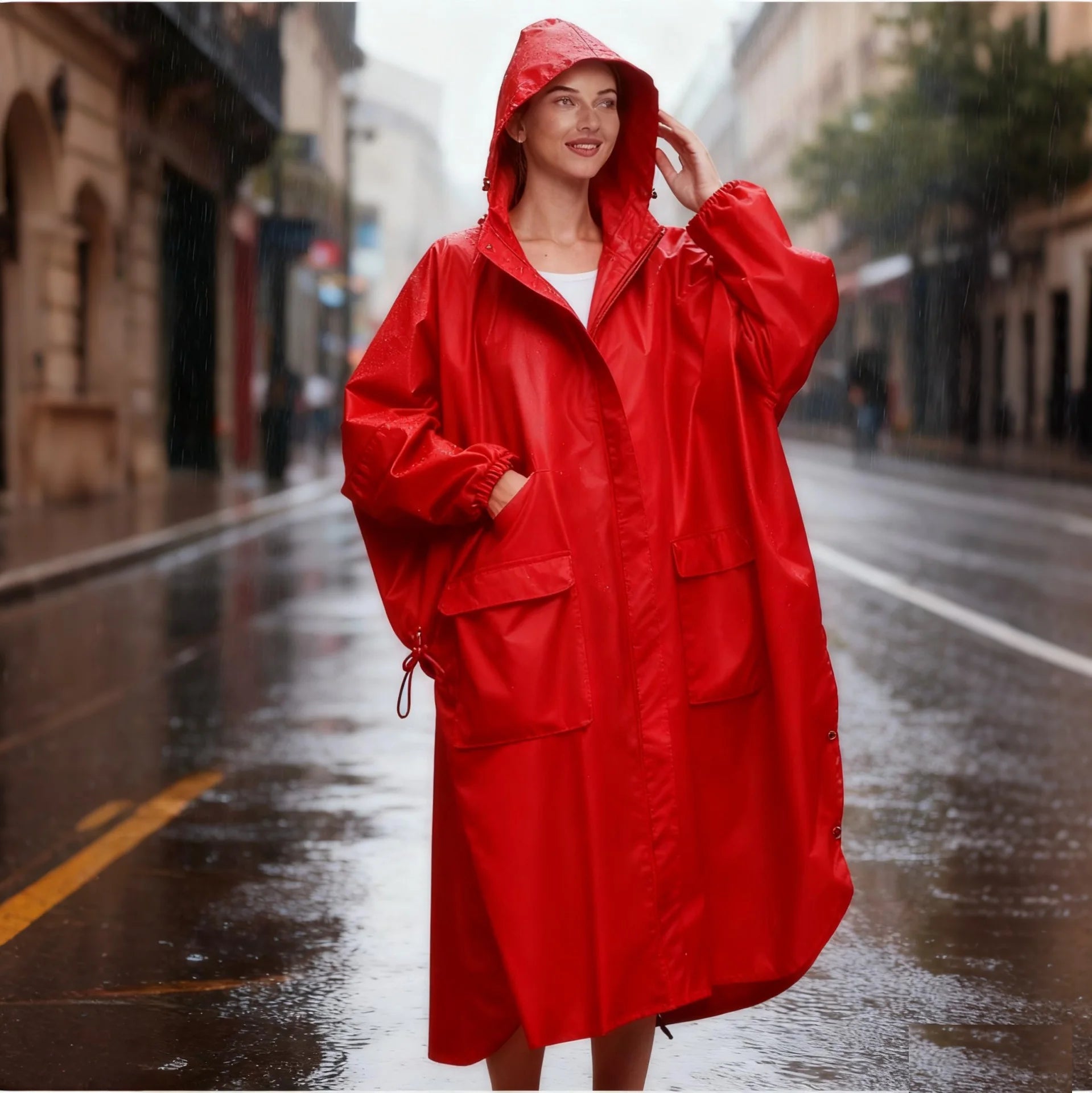 Adult Durable Breathable Windproof Lightweight Reusable Waterproof Foldable Fashion Raincoat for Cycling Hiking Outdoor Girls