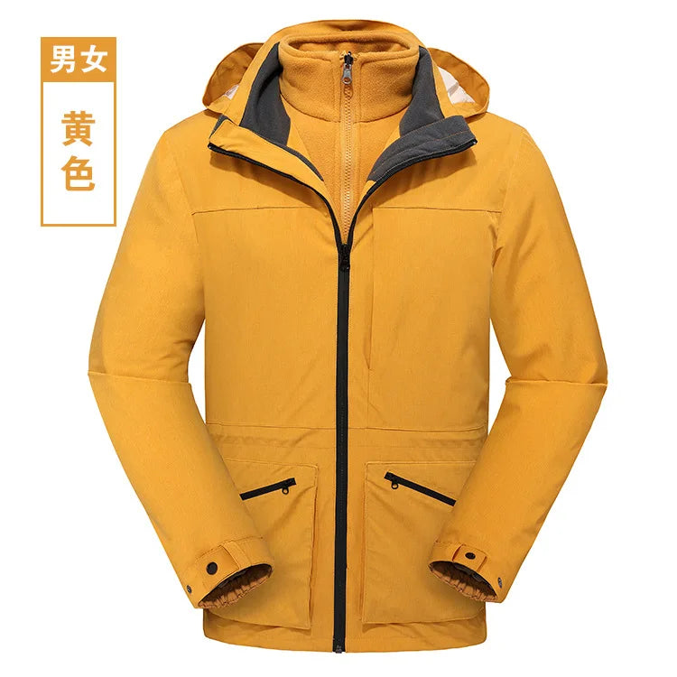 High-End Waterproof Breathable Outdoor Clothing for Men Women Autumn Winter Two-Piece Three-In-One Windproof Jacket Full Zipper