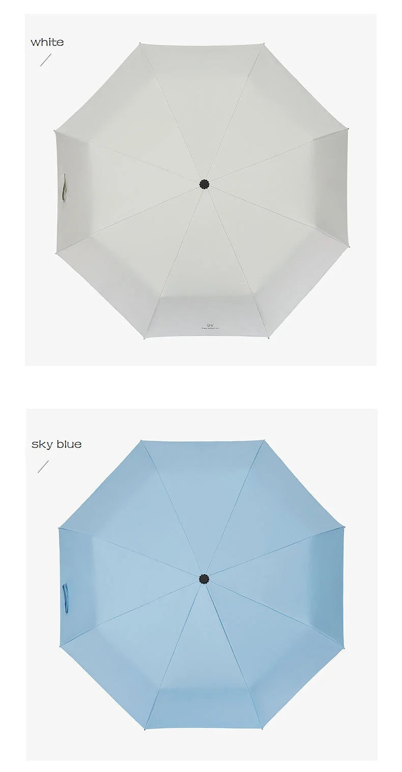 UPF50+ 3-Fold Anti UV Rain Umbrella Windproof Stylish Adults Travel Sunny Rainy Day Contemporary Design Plastic Fabric Box