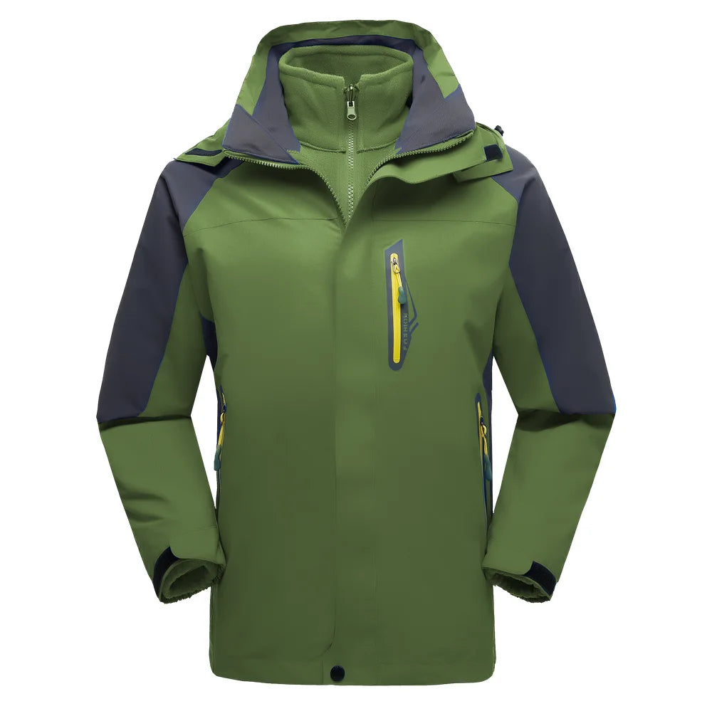 Autumn & Winter Polartec Fleeced Warm Jacket Waterproof and Windproof with Stand Collar Zipper Closure Polyester  Size XXXL