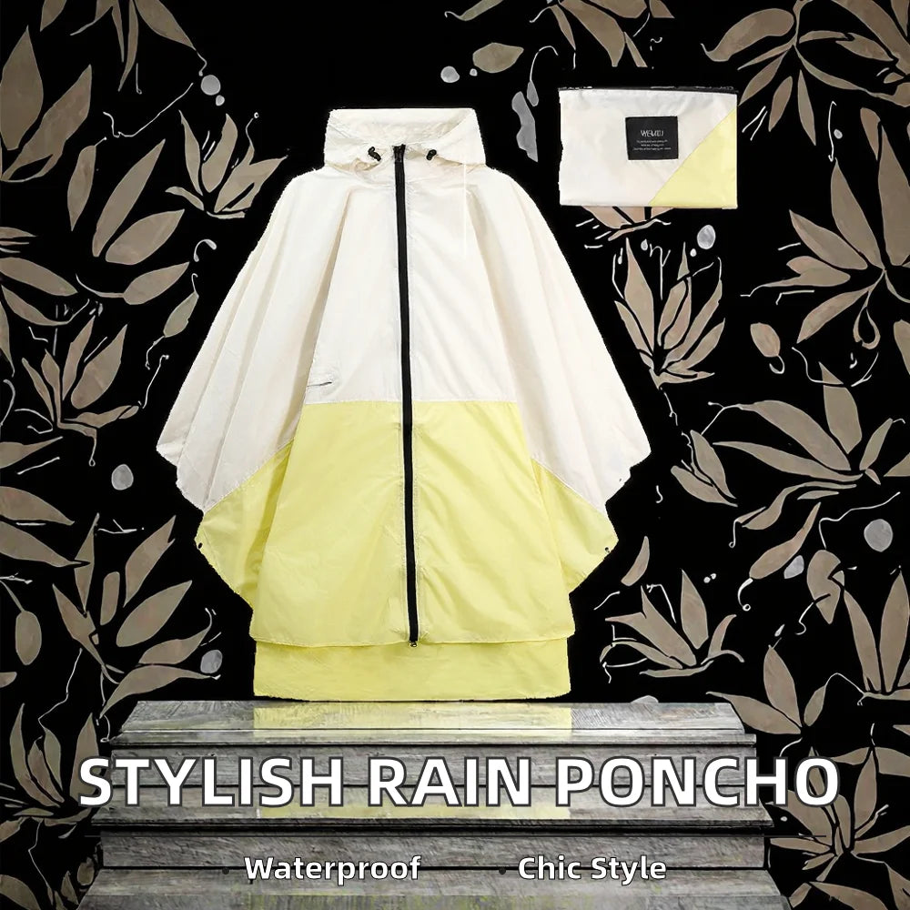 Stylish Polyester Rain for Poncho Waterproof Raincoat with Hood Zipper Free Size for Back to School Camping Travel