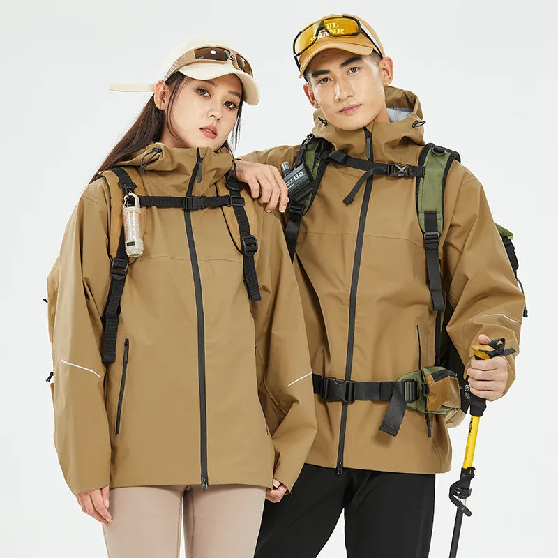 Hard Shell Jacket Unisex Autumn Outdoor Rainstorm-proof Waterproof Windproof Breathable Mountain Climbing