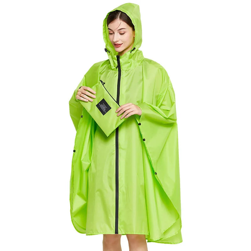 3 in One  Rain Poncho  PU Coated Rain Cape Waterproof Raincoat With Hood Lightweight portable trekking Poncho