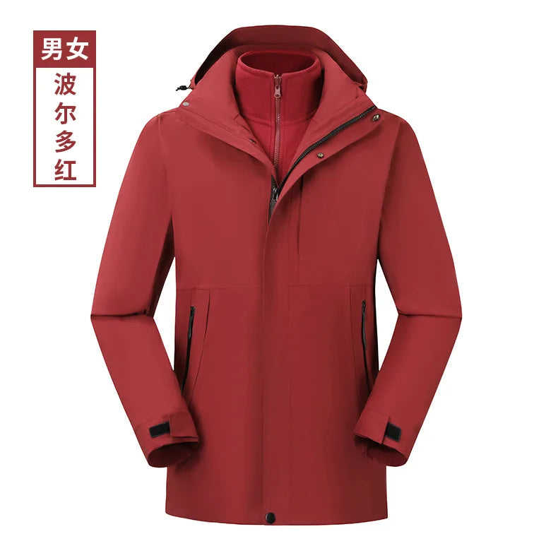 Men's Women's New Outdoor Casual Three-in-One Waterproof Windproof Jacket Disassembled Two-Piece for Autumn Winter