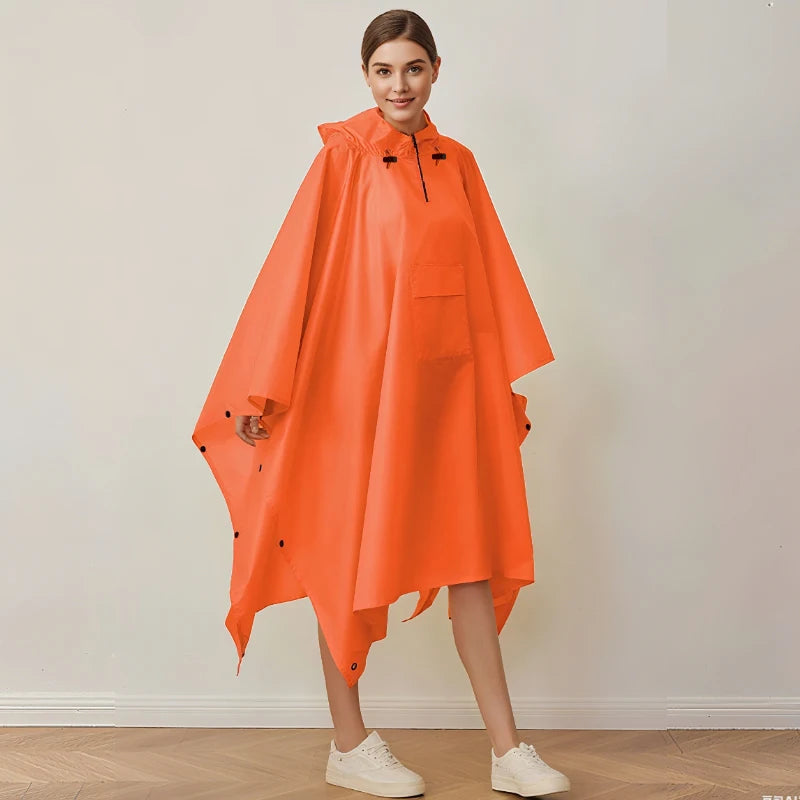 Simple Style Multi-Function Outdoor Cloak for Rain Hiking Mountain Climbing Camping Riding Fishing Half Zipper Pocket for All