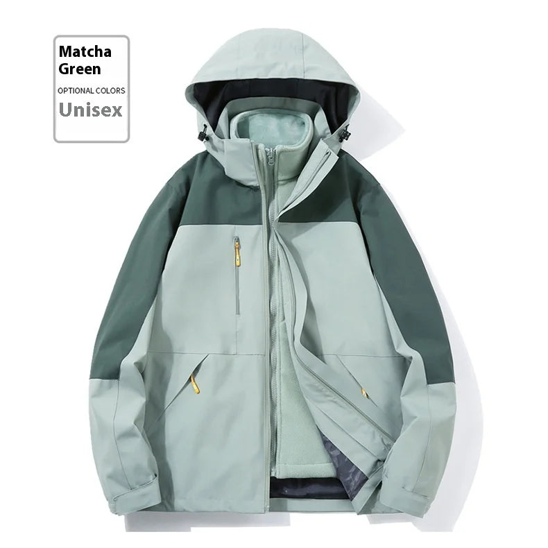 Men's and Women's Long Sleeve Stand Fleece Jacket Universal Waterproof and Windproof for Outdoor Travel Spring Zipper Woven