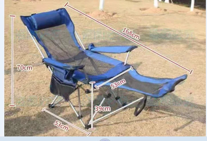 Outdoor Sunshade Chair With Foot Support, Beach Fishing Chair, Lunch Break Folding Lounge Chair, Portable