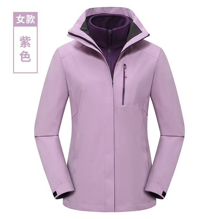 Men's Women's Outdoor Assault Three-in-One Detachable Warm Waterproof Breathable Work Clothes Zipper Customizable Printed Winter