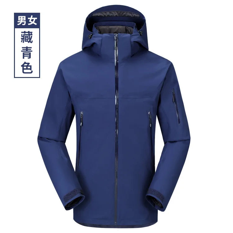 High-End Detachable Three-In-One Outdoor Jacket for Men and Women Long Sleeve Logo on Two-Piece Down Liner for Mountaineering