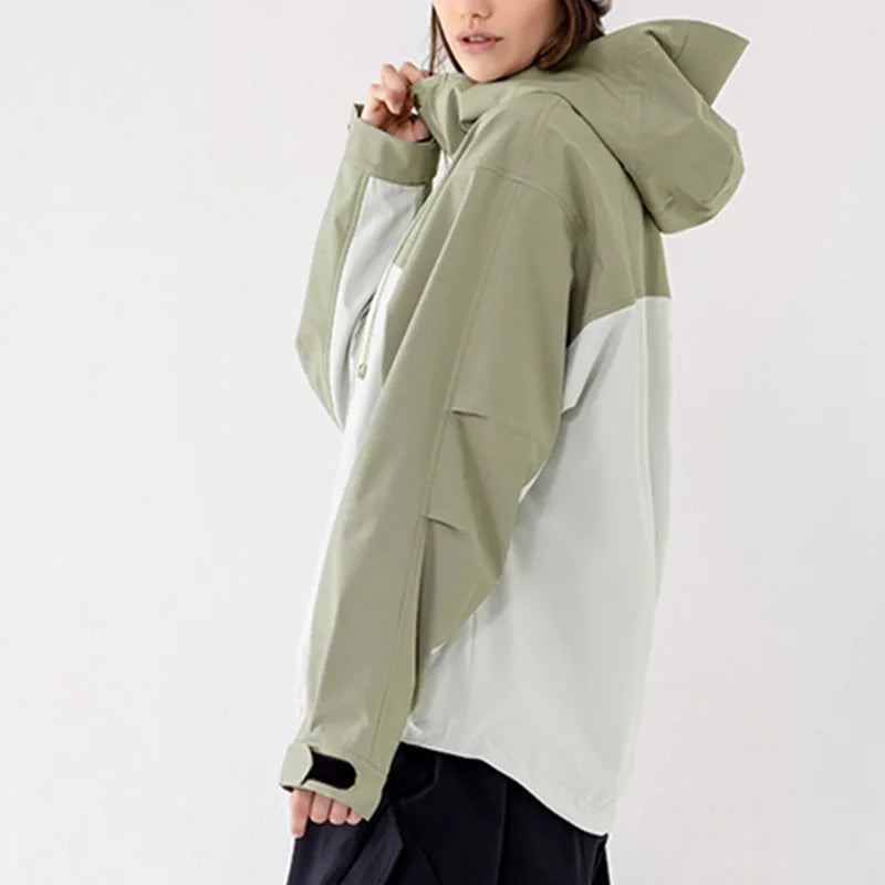 Casual Quilted Hood Jacket for Spring Outdoor Sports Waterproof Windproof Anti-Foul Zipper 3XL Size Woven Technique Solid