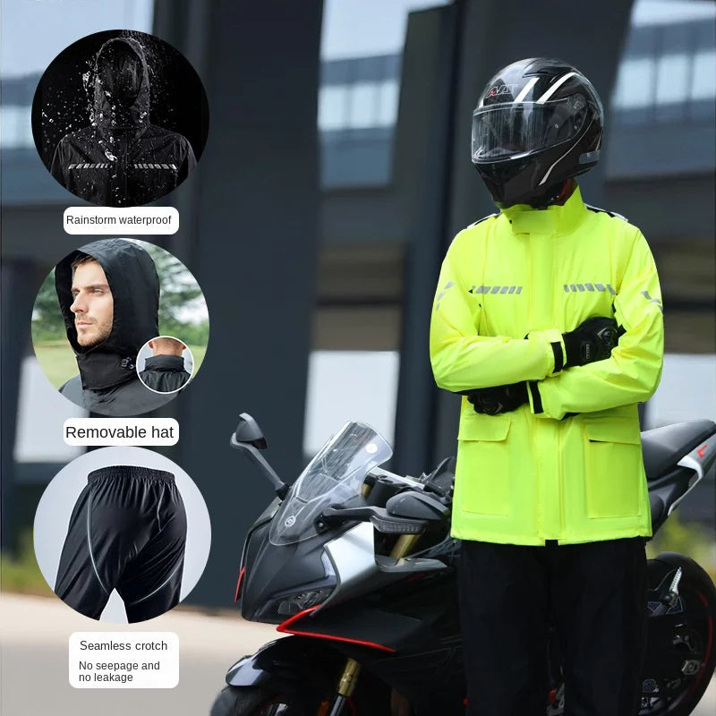 Nylon Motorcycle Raincoat & Rain Pants Split Waterproof Windproof Storm-level Riding Outdoor Travel Climbing Rain Suit