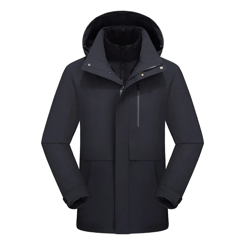 New Winter Outdoor Down Jacket Men Women White Goose Warm Three-in-One Waterproof Windproof Zipper 100% Polyester