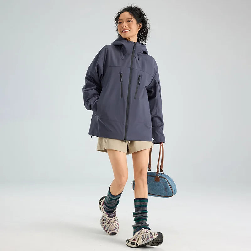 High Quality Waterproof Hard Shell Rain Jacket Unisex Windproof Outdoor Climbing Stand Collar Zipper 3XL Motorcycle Riding