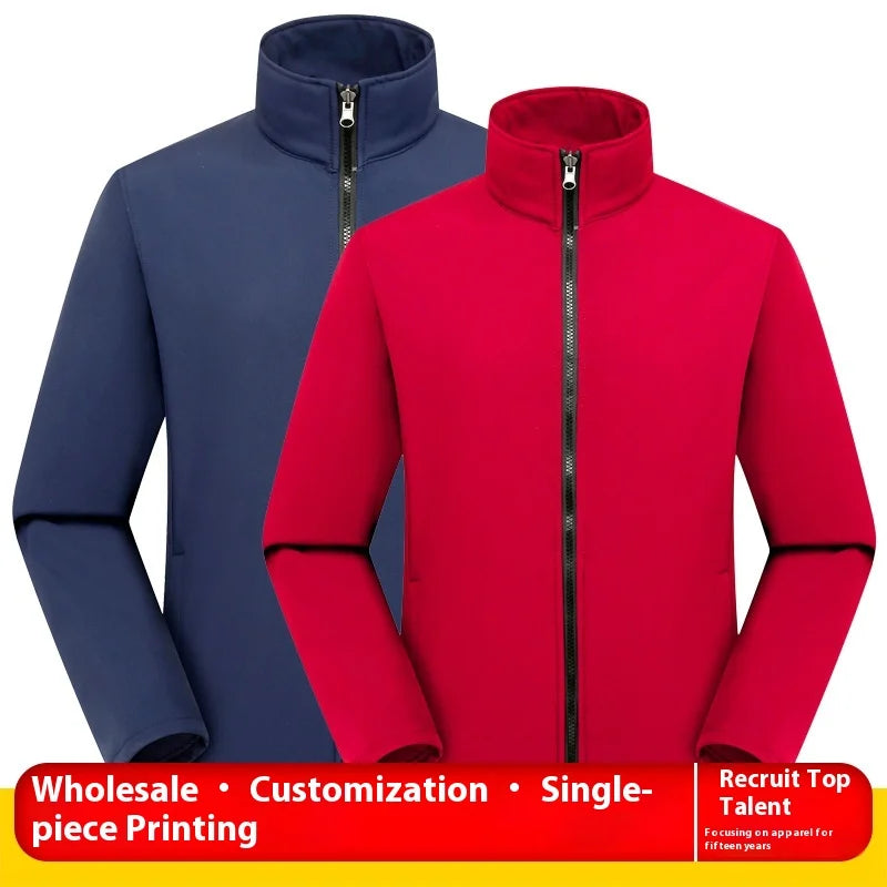 Men's Women's Outdoor Stand Cardigan Jacket Soft Shell Waterproof Windproof for Autumn Winter Sports Casual Plus Size Zipper