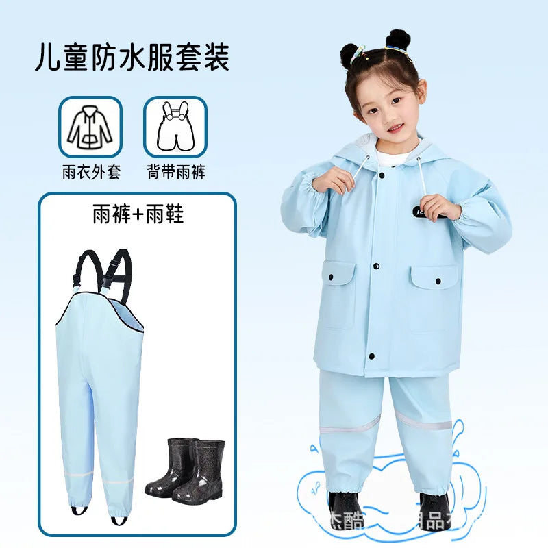 Kids' One-Piece Waterproof Raincoat EVA PU Rain Boots for Beach Sea-Driving Fishing Water for Boys' Kindergarten Camping Tours