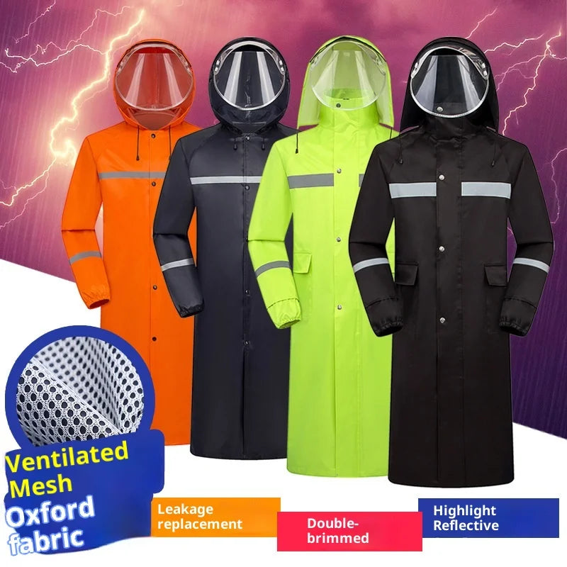 Oxford Cloth Waterproof Thickened Lengthened Electric Car Double-layer Labor Protection Adult Hiking Travel Flood Raincoat