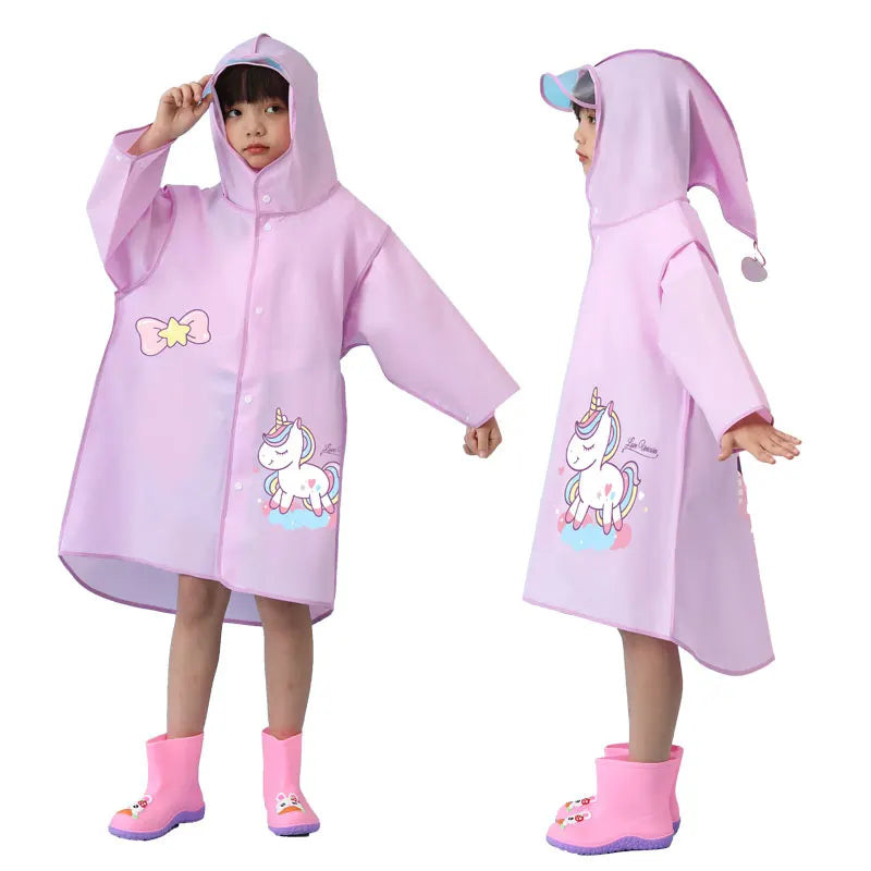 Factory Direct High Quality EVA Waterproof Kids Poncho Hot Sell Cartoon Raincoat for School Children