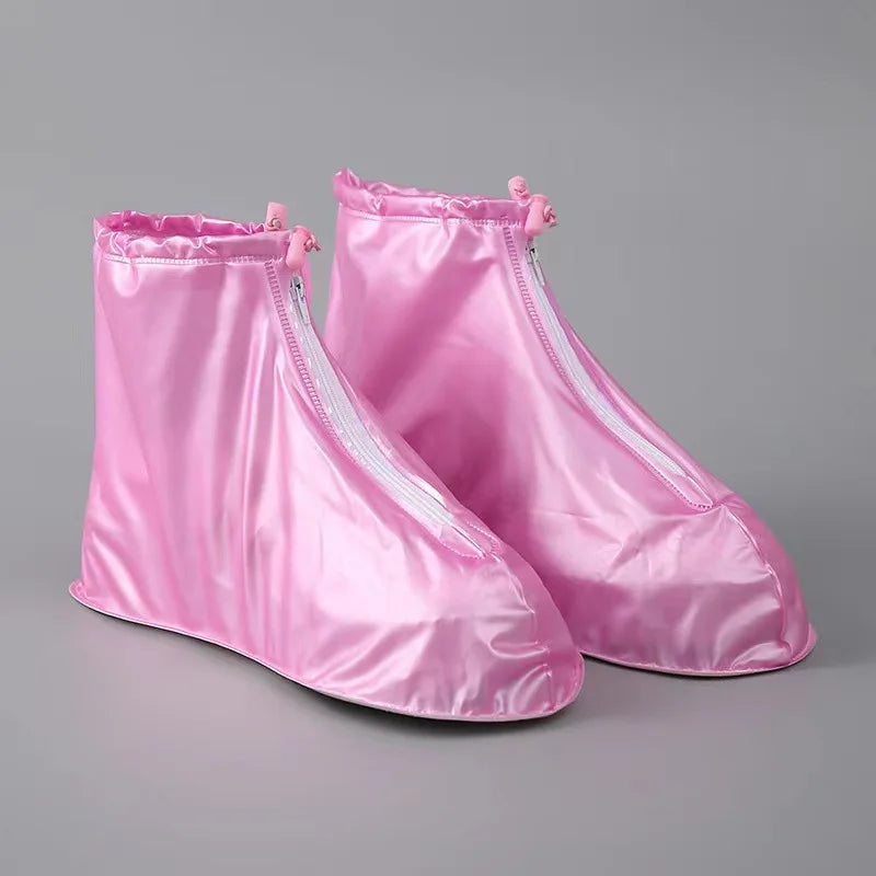 PVC  Rain Boots Reusable Waterproof Motorcycle Protective Shoe Cover PU Rubber Plastic Mid-Calf Lighted Recyclable Autumn