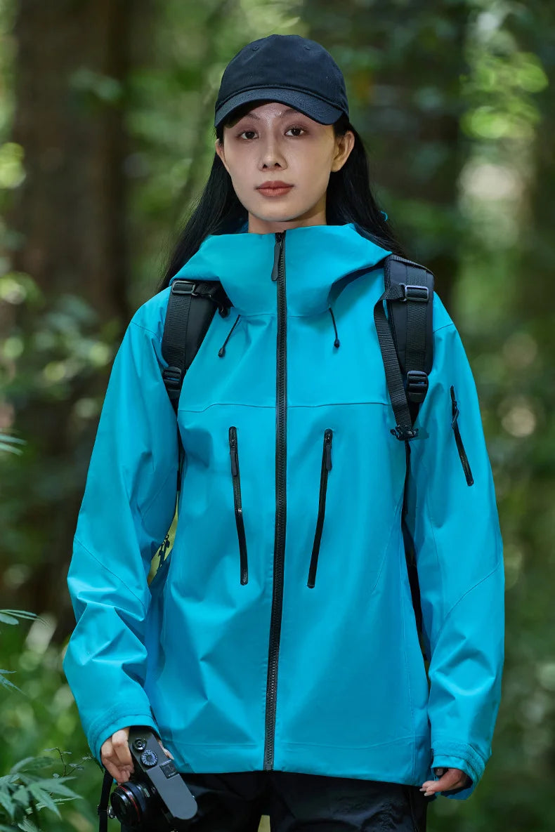 Men's Waterproof Rain Jacket Windbreaker Jacket with Arm Zipper for Outdoor Walking Camping Fishing Riding Winter Autumn Spring