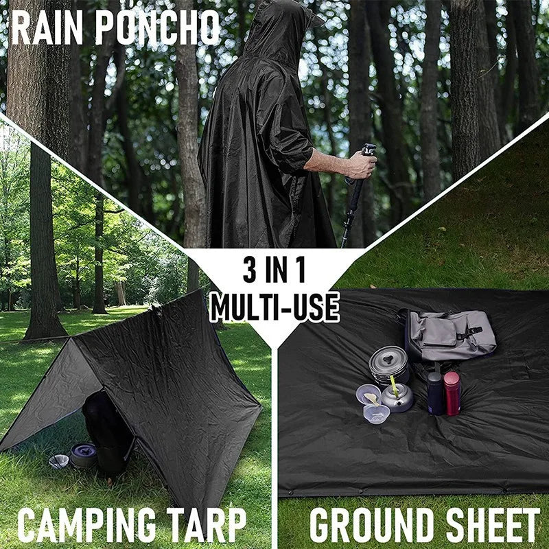 Three-in-One Multifunctional Cross-Border Cape Raincoat Stand Canopy Mat Poncho Thin for Mountaineering Hiking Factory Direct