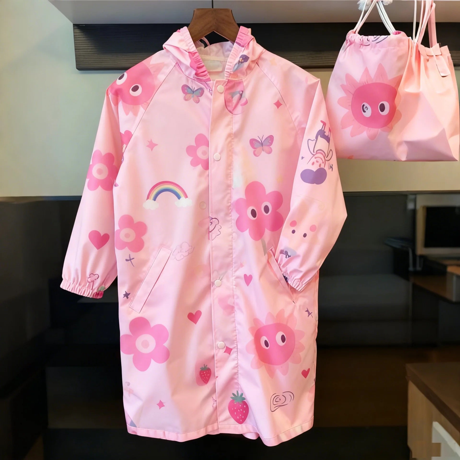 Outdoor Lightweight Windproof Waterproof Rain Poncho for Middle Large Boys/Girls Durable Cartoon Design ECO Friendly Raincoat