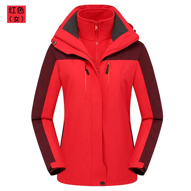 Autumn Winter Three-in-One Waterproof Overalls Men's and Women's Couples Thick Coat Zipper Closure Windbreaker Wholesale