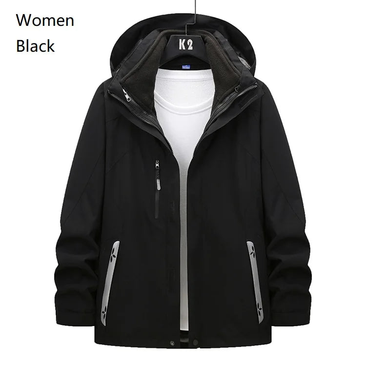 Women and Men Three-in-One Winter Ski Suit Waterproof Breathable Outdoor Work Clothes Two-Piece Set With Warm Jackets Raincoat