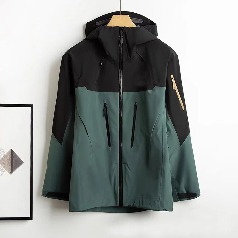 Unisex Waterproof Breathing Bomber Hard Shell Rain Jacket Winter Autumn Spring Windbreaker Zipper Closure Hiking Riding Raincoat