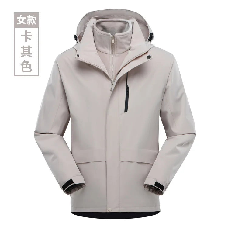 Three-in-One Detachable Waterproof Windproof Climbing Warm Clothes for Men and Women New Outdoor Travel Camping Gear for Winter