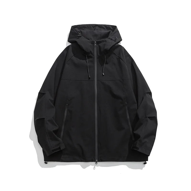 Outdoor Raincoat Windproof Shell Jacket Waterproof Zipper Gender-neutral Trendy Mountaineering Hooded Jacket