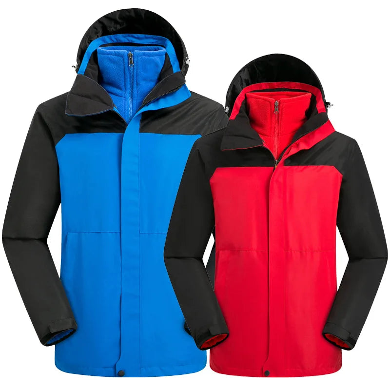 Women Parent-Child Outdoor Charge Three-in-One Jacket Set Detachable Fleece-Lined Thickened Two-Piece for Autumn Winter