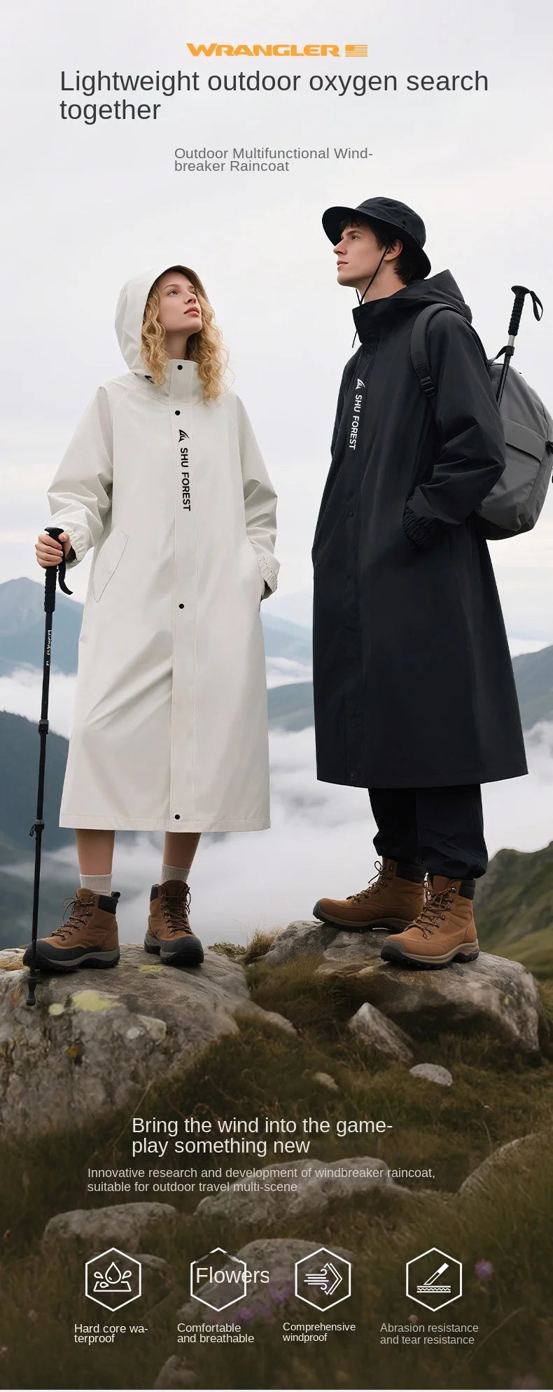 Modern Outdoor Waterproof Oxford Cloth Single-Person Windbreaker Raincoat Fashionable Travel for Poncho for Tour Activities