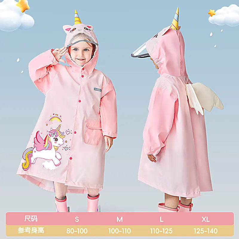 Children's Waterproof Hooded Cute Cartoon Raincoat, Suitable for Boys and Girls to Hike, Travel, and Engage in Water Activities