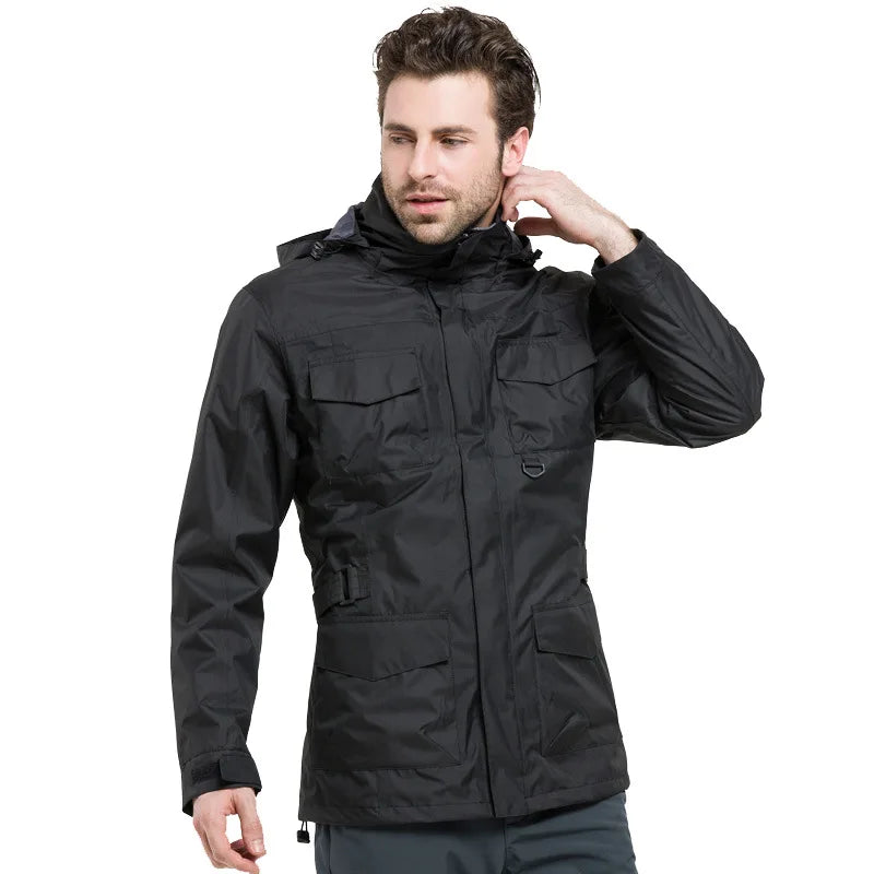 Outdoor Clothing Men's Three-in-One Detachable Fleece Waterproof Zipper Closure Nylon Two-Piece Ski Mountaineering Jacket