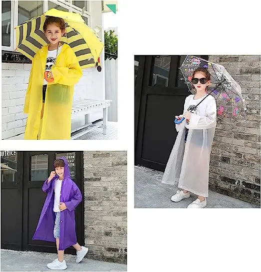 Waterproof Reusable EVA Rain Jacket 6-12 Year Olds XXL Lightweight Portable Clear Raincoat Logo Hood Hiking Toddler Boys Girls
