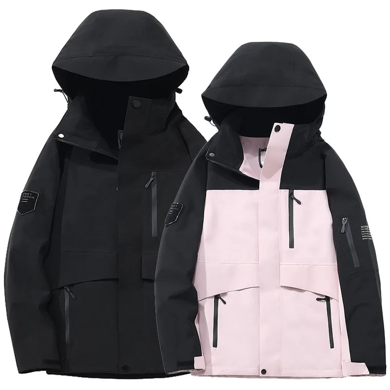 Winter New Outdoor Soft Shell Jacket Zipper Solid Single Layer Adhesive Waterproof Windproof Stand Windbreaker Men Women