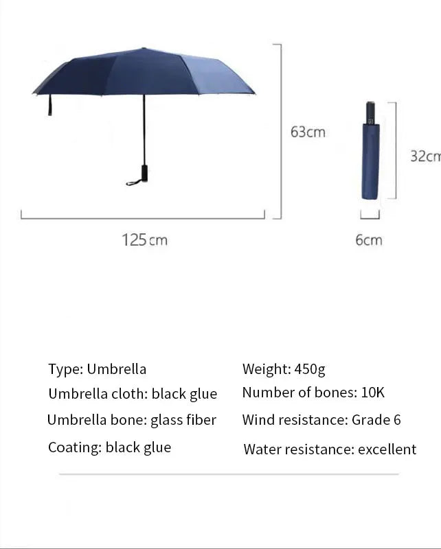 Manual Open Auto 10 Ribs Folding Black UV Coating Umbrella Outdoor Summer Rain Protection Custom Logo Paraplui Payung Sombrillas