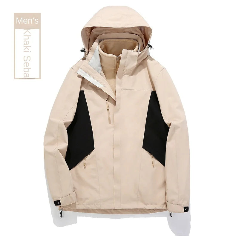 Explosions Hooded Color Matching Assault Clothing Men Women Couples Winter Long Sleeve Woven Solid Zipper Waterproof Soft Bomber