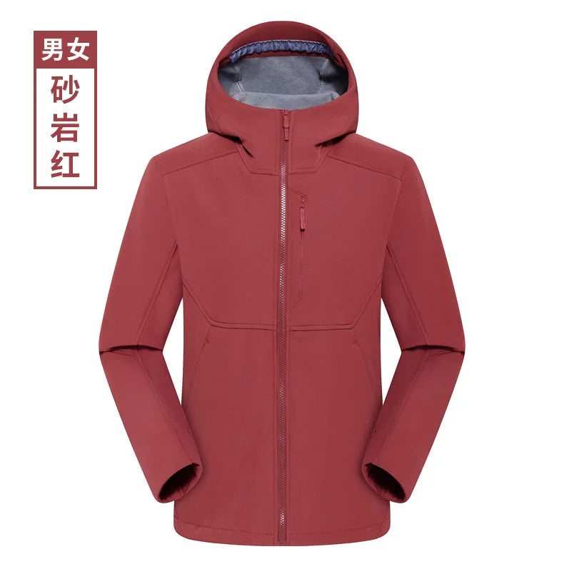 Men's Soft Shell Jacket Waterproof Windproof Autumn Winter Fleece Single Coat for Climbing Women's Mountain Gear