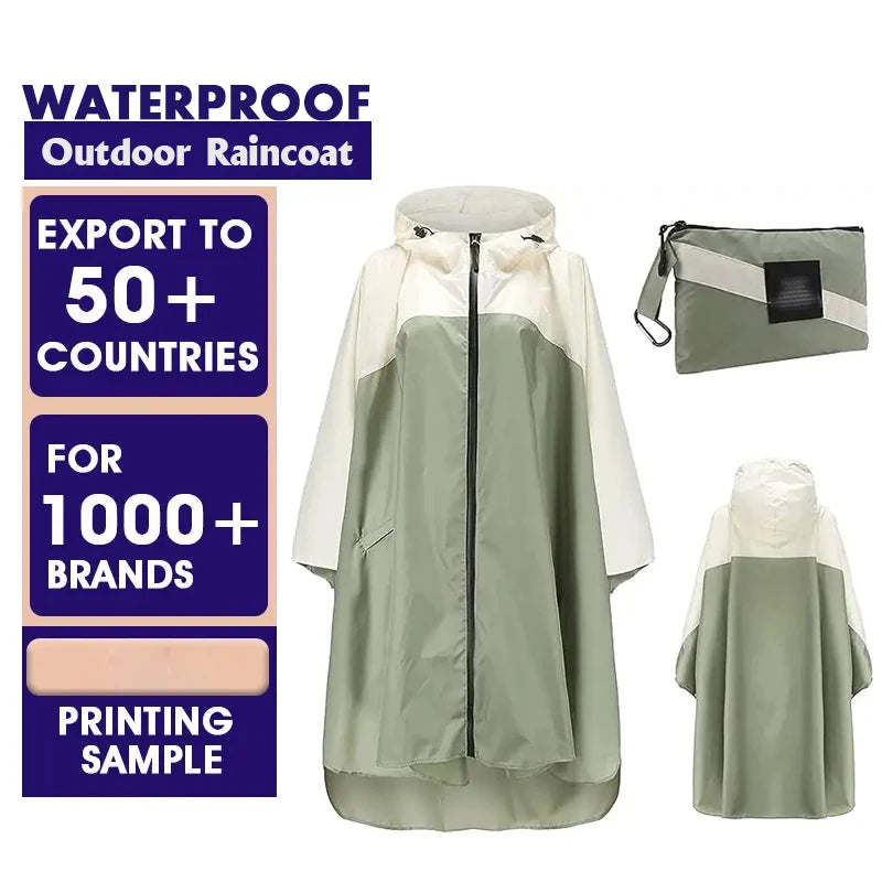 High Quality Adult Long Reflective Waterproof Raincoat Large Size Windbreaker Rain Poncho Cloak Cape Overcoat