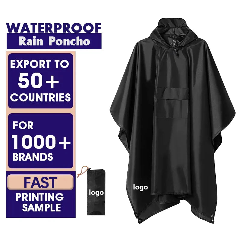 Customized Design ISO9001 Factory Unisex Eva PVC Black Rain Poncho Raincoat Multipurpose for Men and Women Rain Cape