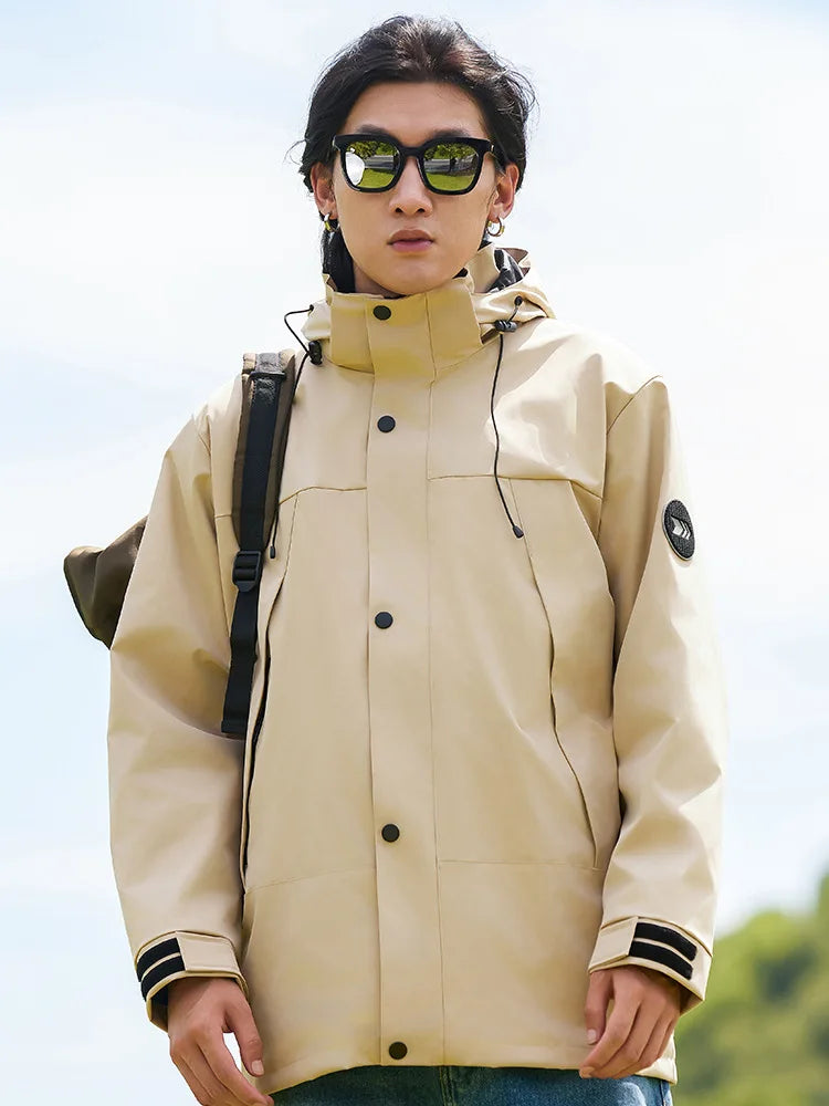 Autumn Winter Three-in-One Outdoor Mountaineering Suit for Men Women Stand Windproof Waterproof Thickened Warm Jacket