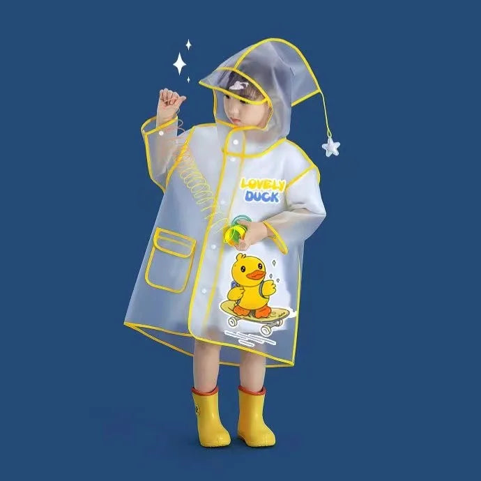 Girls Kids Reflective Stripe Waterproof Cartoon for Raincoat for Hiking School Travel Made EVA Outdoor Use