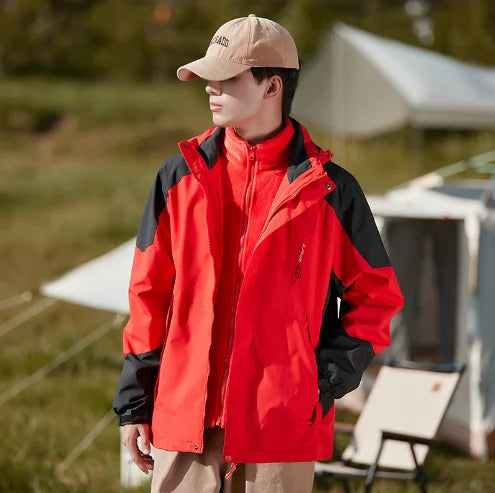 Jacket for Men and Women Outdoor Three in One Jacket for Couples Climbing Mountains, New Windproof Mountaineering Clothes