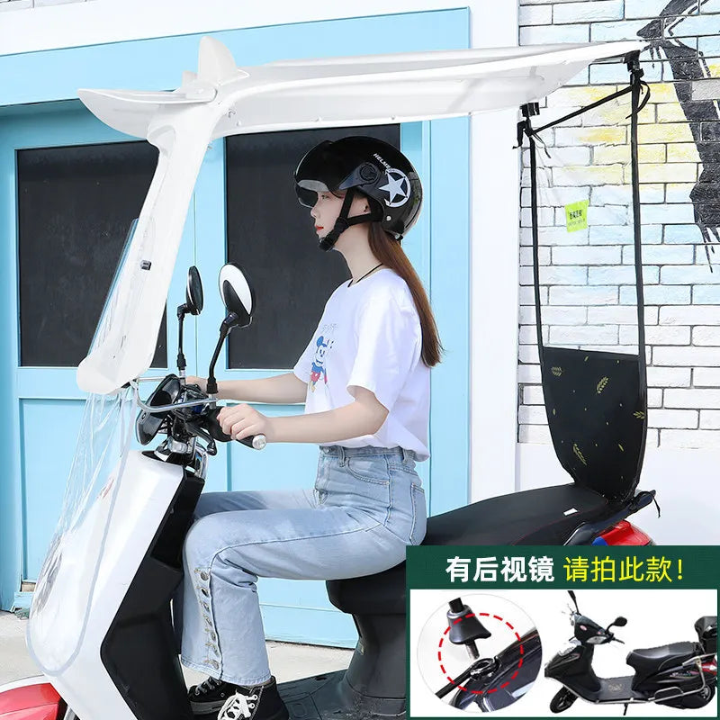 Modern Electric Car Sunshade Canopy Manual Control Plastic Windshield for Motorcycles Sun Protection